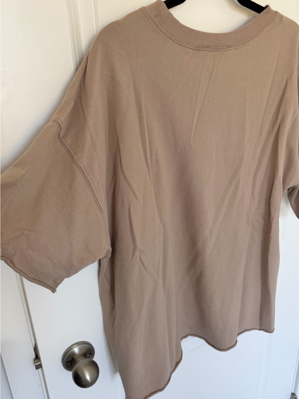 Zenana Outfitters Oversized Short Sleeve Crewneck T‑Shirt in Taupe - Picture 4 of 8